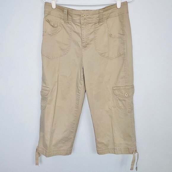 Vintage Y2K Womens 12 Capri Cargo Pants Beige Khaki Straight Leg - Picture 3 of 11